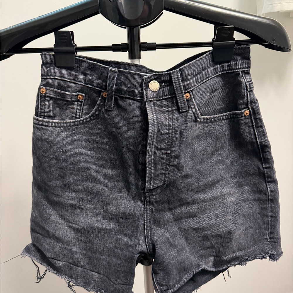 Denim Forum Washed Black High-Rise Jean Shorts